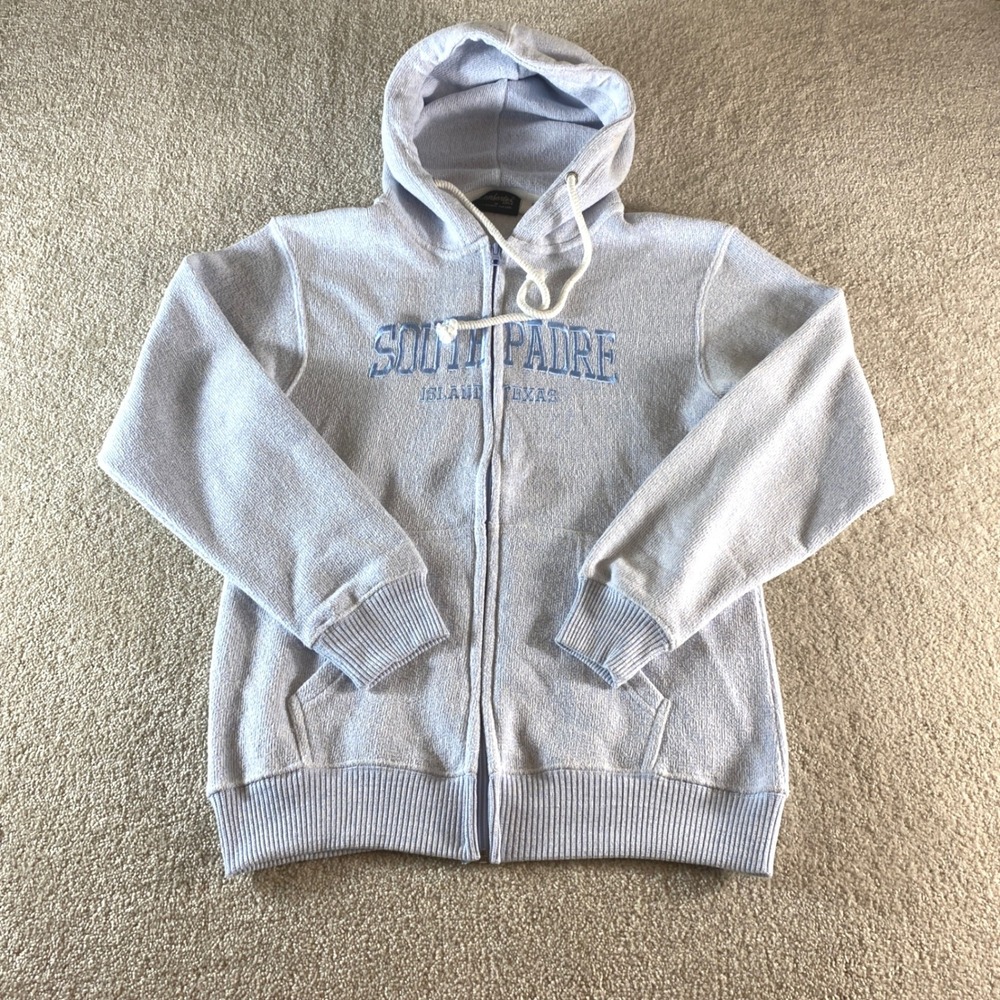 Comfortex USA Zip Up Hoodie Womens Medium Blue South Padre Island TX